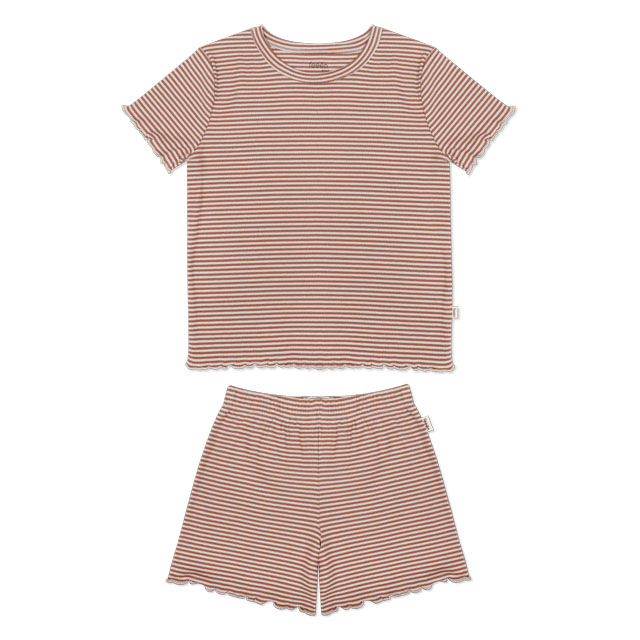 Feeen Mini Girls Summer Pyjama Cognac Stripes