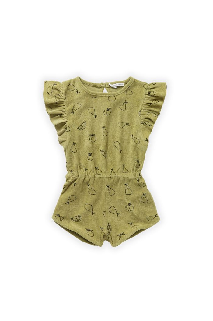 Sproet Sprout Jumpsuit ruffle tutti frutti print Olive green_1
