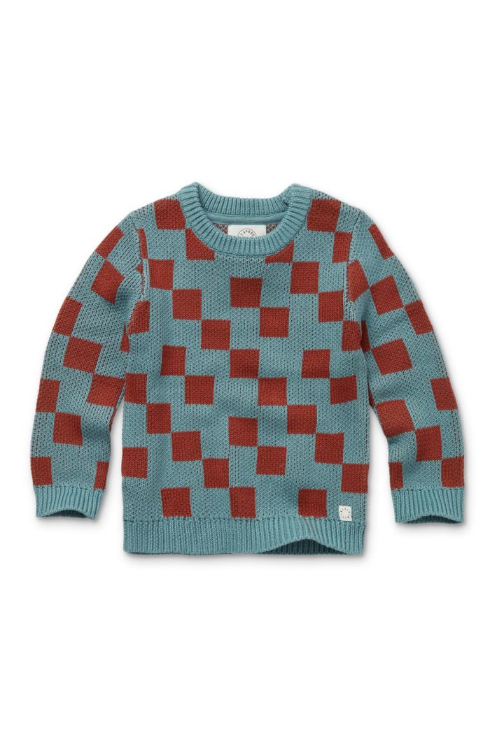 Sproet Sprout Sweater block check Ice blue_1