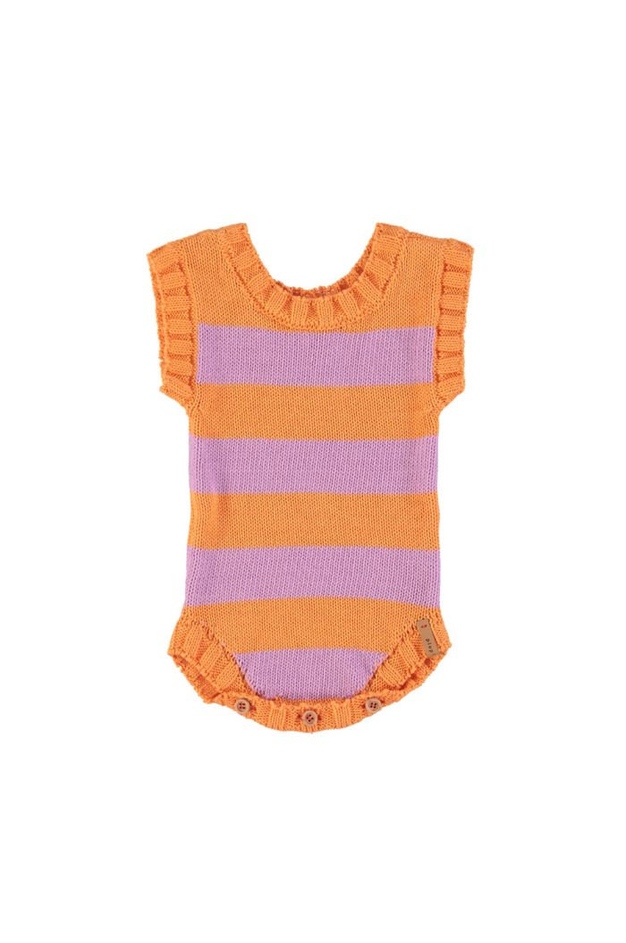 Piupiuchick Knitted Baby Body Lavander - Orange Stripes_1