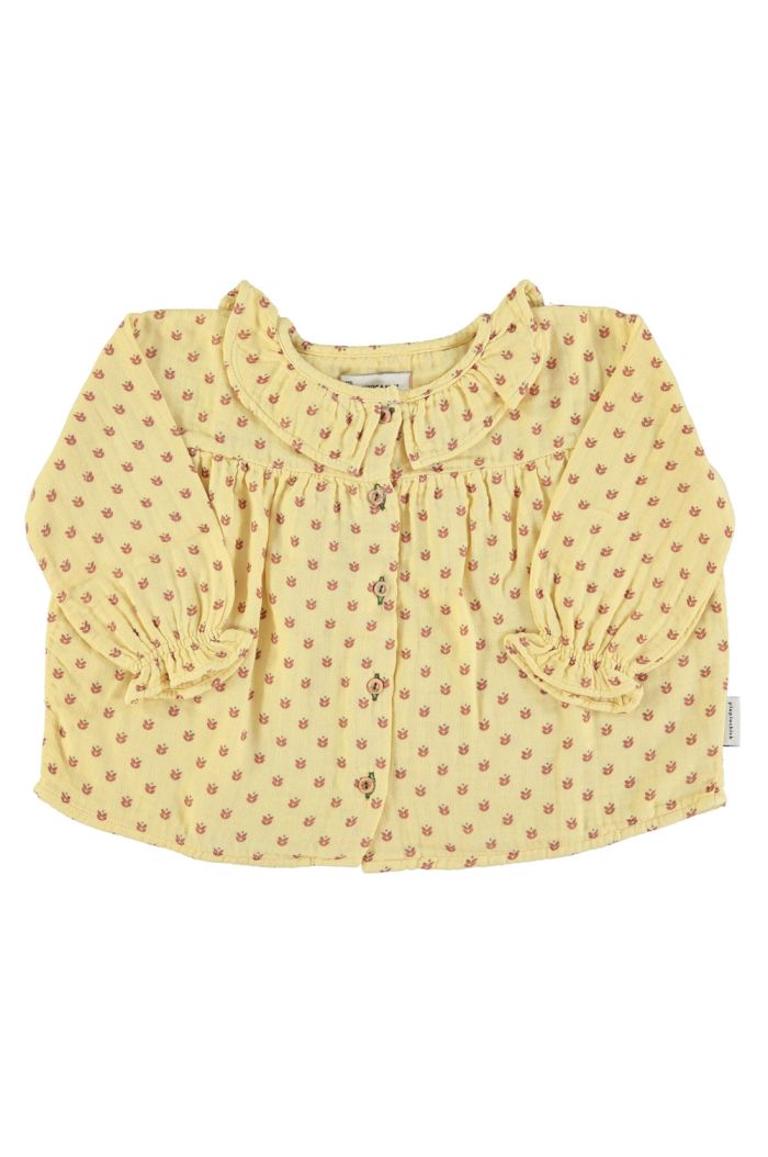 Piupiuchick Round Collar Shirt Light Yellow With Little Flowers_1