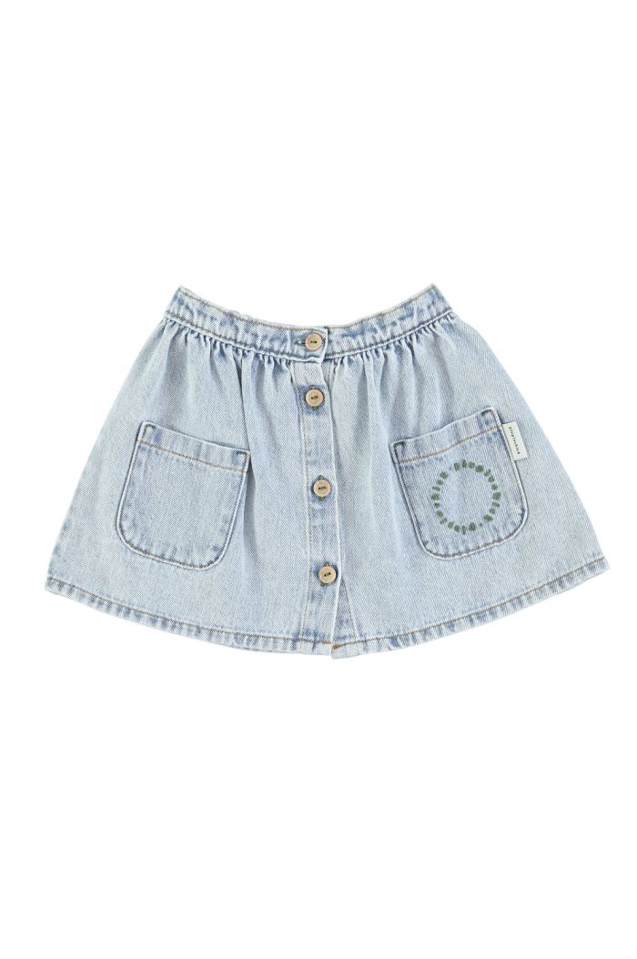 Piupiuchick Short Skirt With Pockets Washed Blue Denim_1