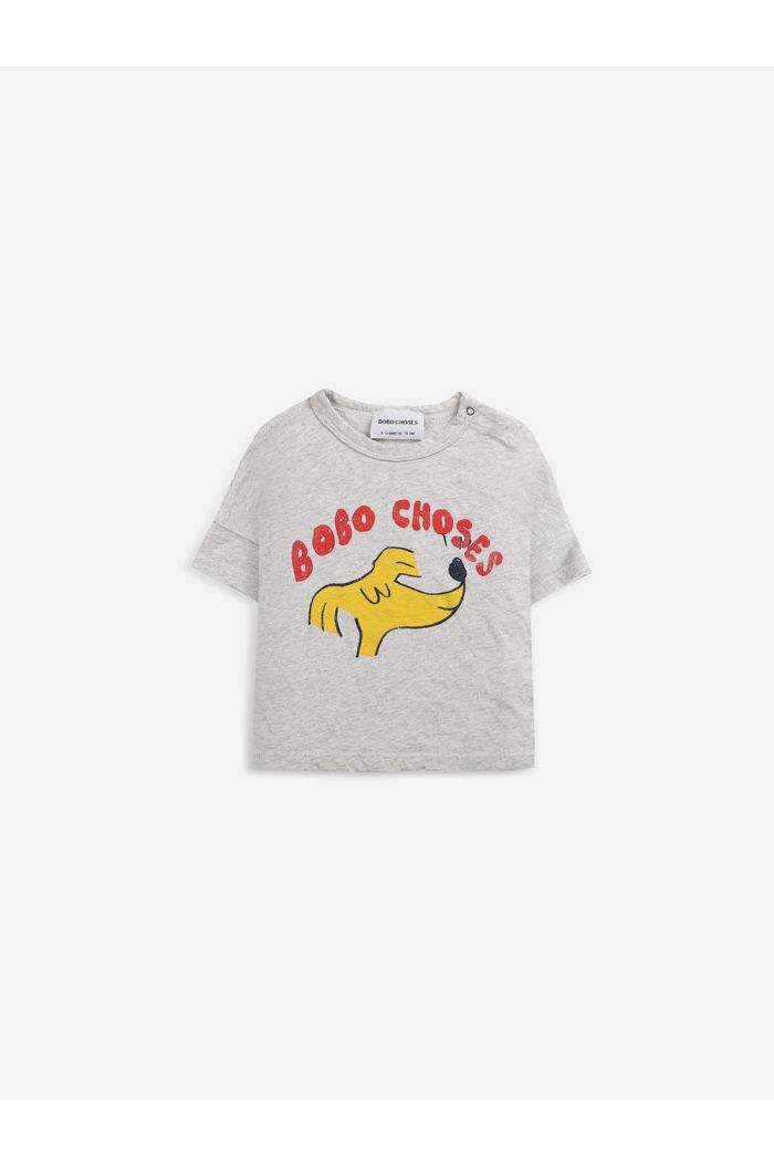 Bobo Choses Sniffy Dog short sleeve T-shirt Baby Heather Grey_1