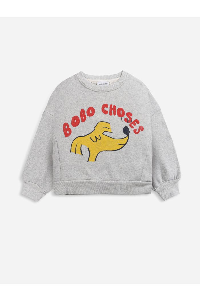 Bobo Choses Sniffy Dog sweatshirt Light Grey_1