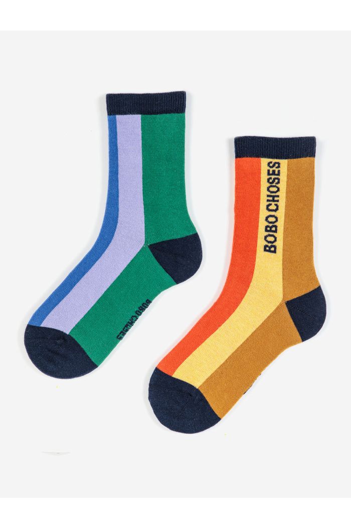 Bobo Choses Multi color stripes long socks Multicolor_1