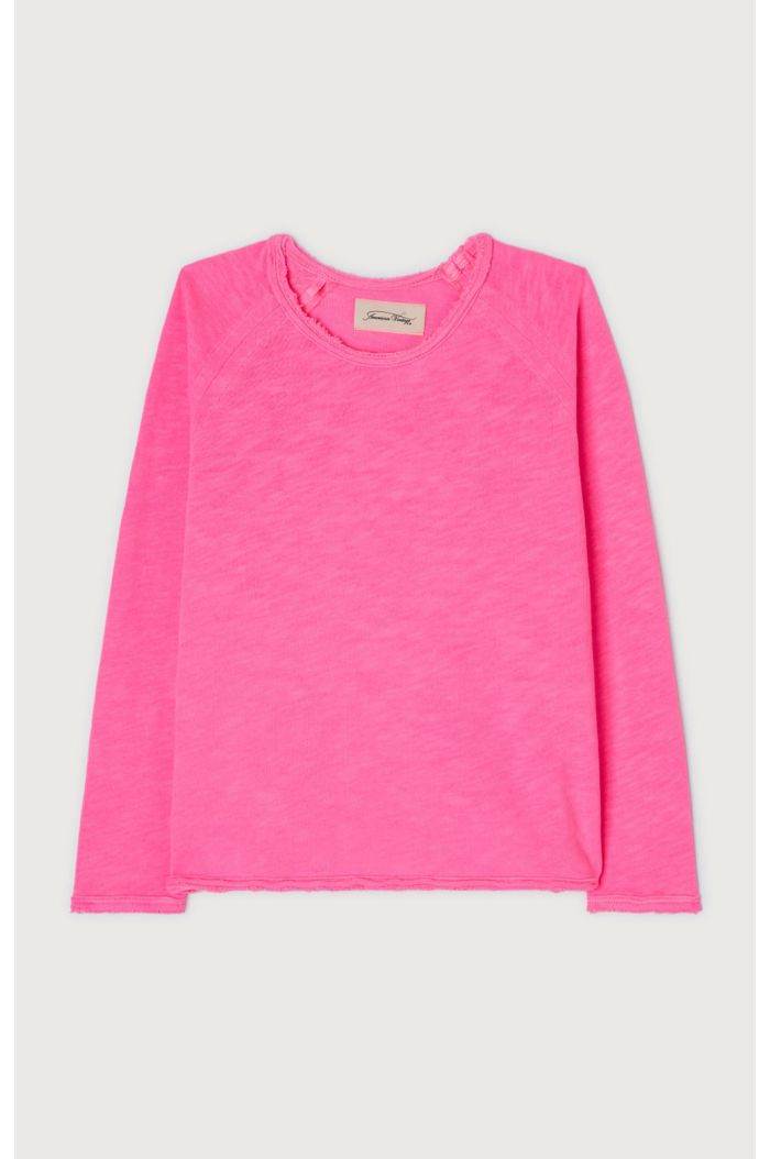 American Vintage T-Shirt Ml Col Rond Pink Acid Fluo_1