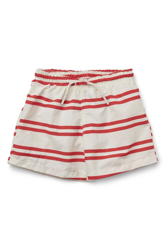 Liewood Duke board shorts Stripe: Creme de la creme/Apple red_1