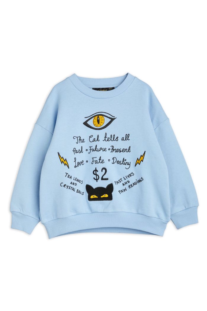 Mini Rodini Cat tells all emb sweatshirt Blue_1