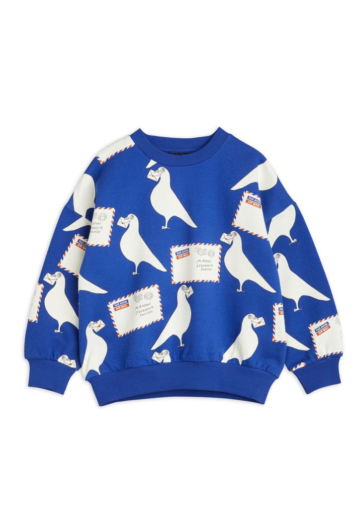 Mini Rodini Pigeons all-over print sweatshirt Blue_1