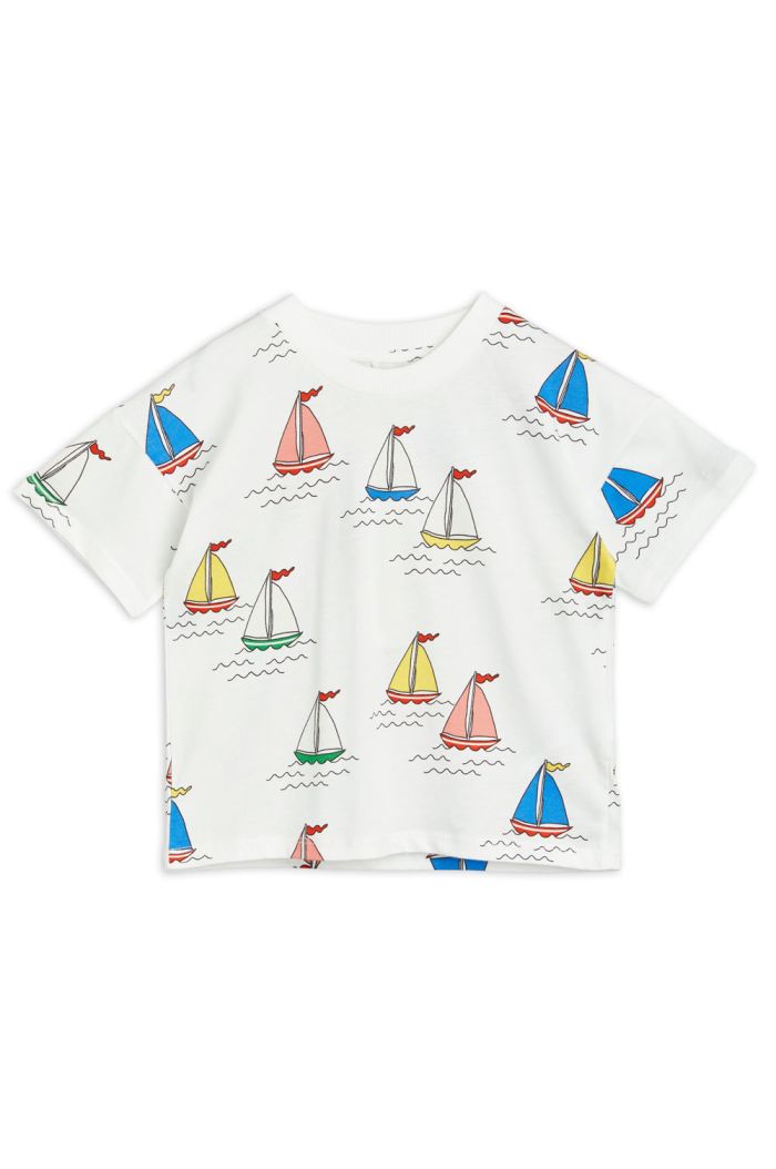 Mini Rodini Sailing boats all-over print ss tee White_1