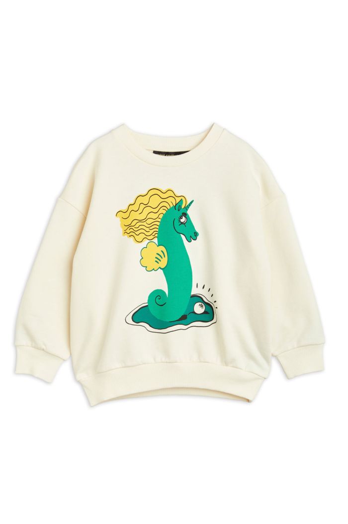 Mini Rodini Unicorn seahorse  print sweatshirt Offwhite_1