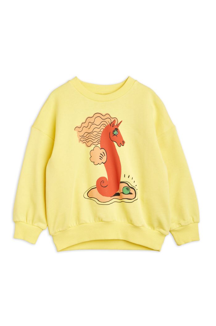 Mini Rodini Unicorn seahorse  print sweatshirt Yellow_1