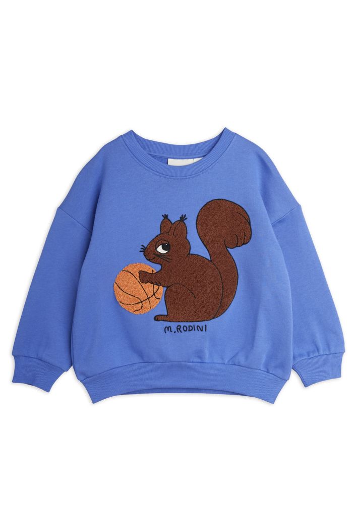 Mini Rodini Squirrel chenille emb sweatshirt Blue_1