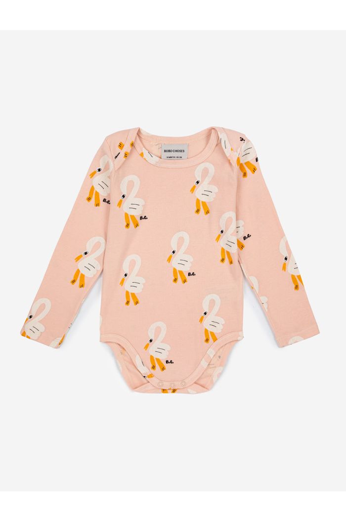 Bobo Choses Pelican all over long sleeve body Baby Light Pink_1