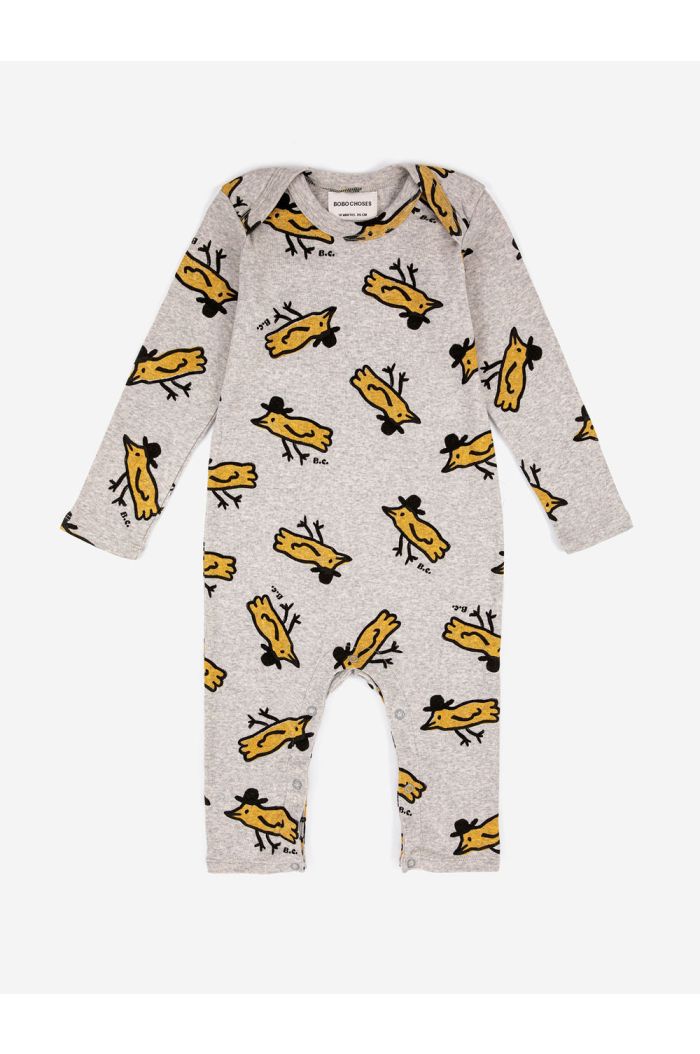 Bobo Choses Mr Birdie all over overall Baby Light Grey_1