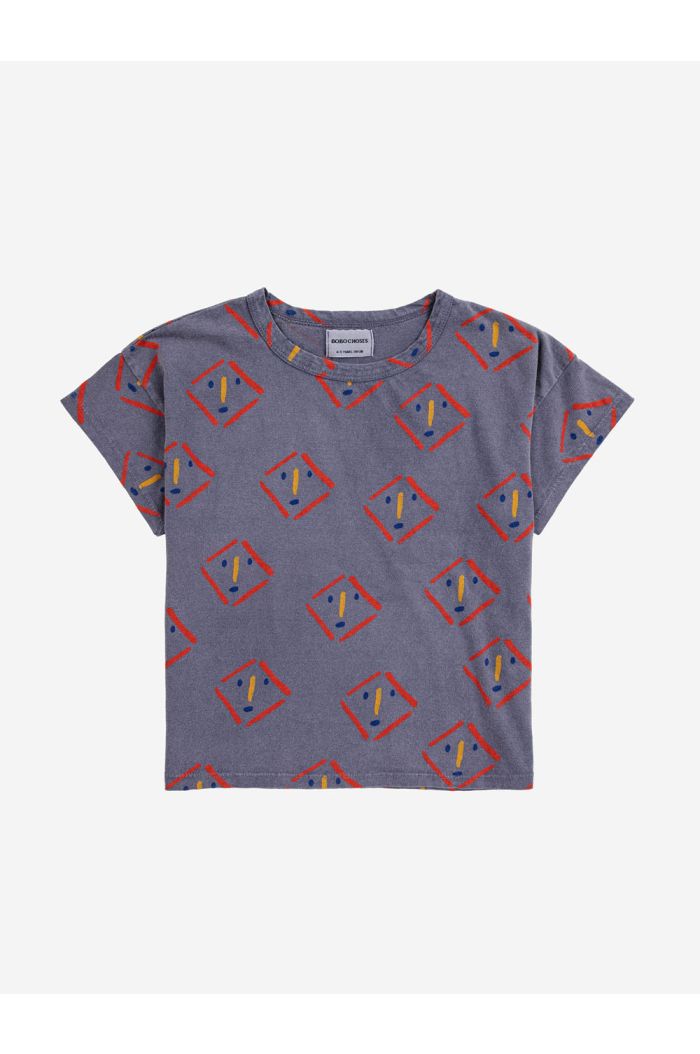 Bobo Choses Masks all over T-shirt Prussian Blue_1