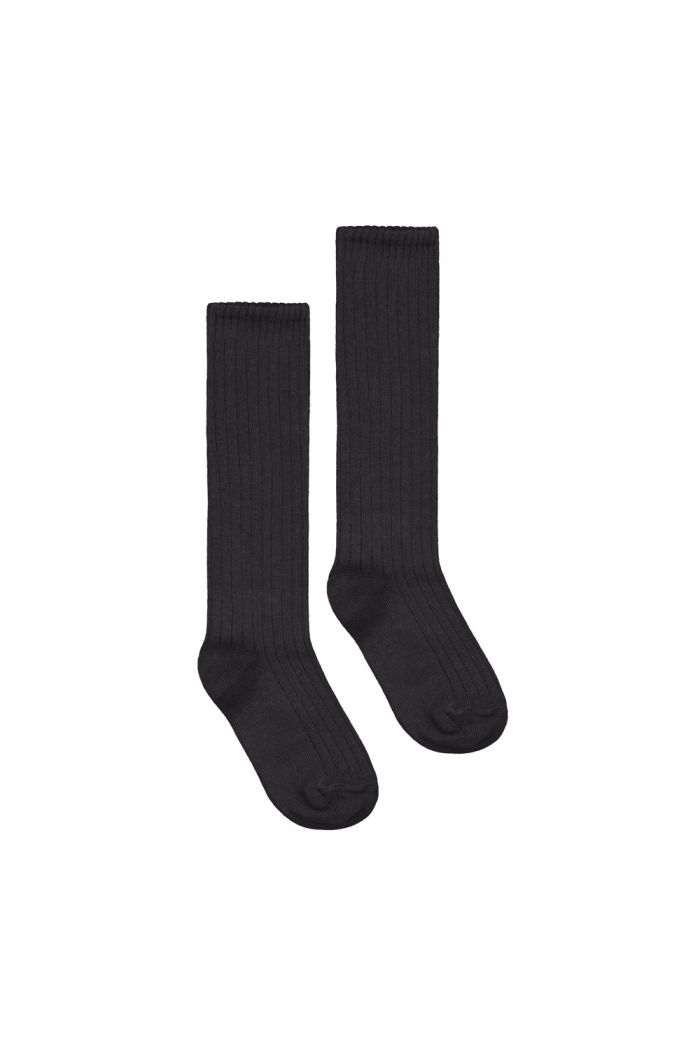 Gray Label Long Ribbed Socks Nearly Black_1