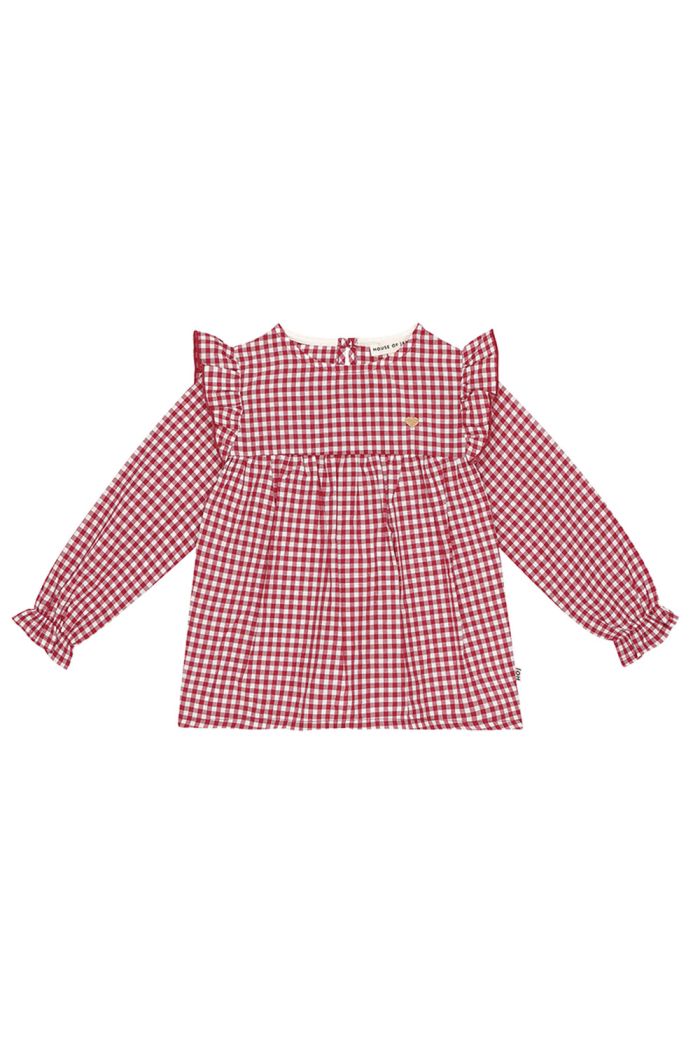 House Of Jamie Check Frill Tunic Cherry Red Check_1