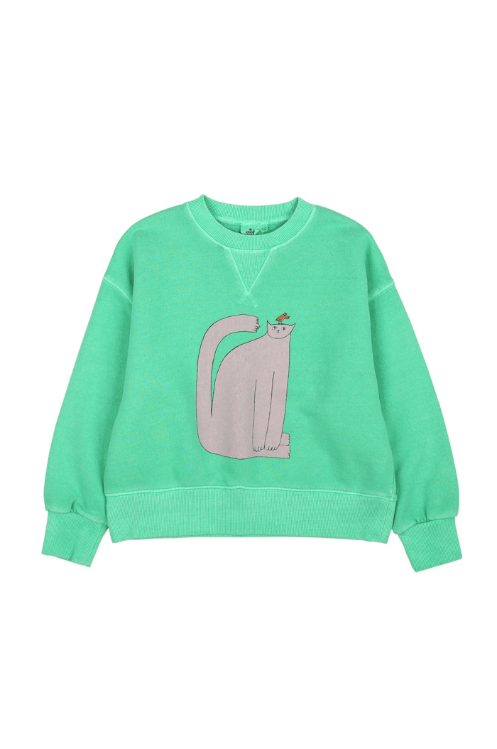 Jelly Mallow Cat Pingment Sweatshirt Green_1