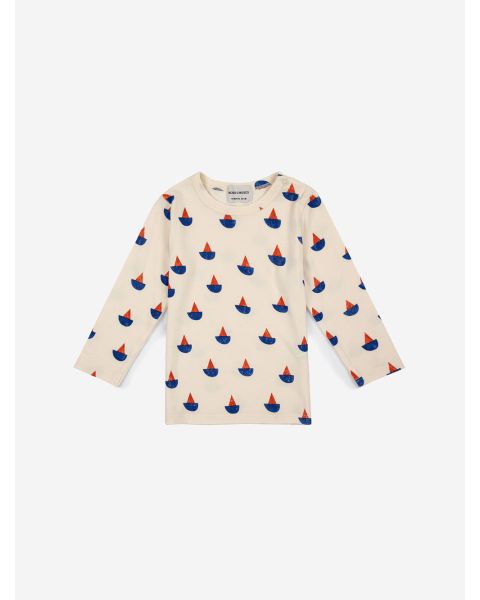 Bobo Choses Sail Boat all over long sleeve Baby White_1