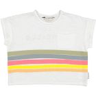 Piupiuchick T-Shirt Off White With Multicolor Stripes Print