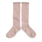Collegien high socks with lace Vieux Rose
