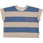 Piupiuchick T-shirt Light Brown &Blue Stripes w/ Amigos