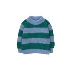Tinycottons Big Stripes Mockneck Sweater Cold Grey/Petrol Green
