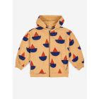 Bobo Choses Sail Boat all over zipped sweatshirt Curry